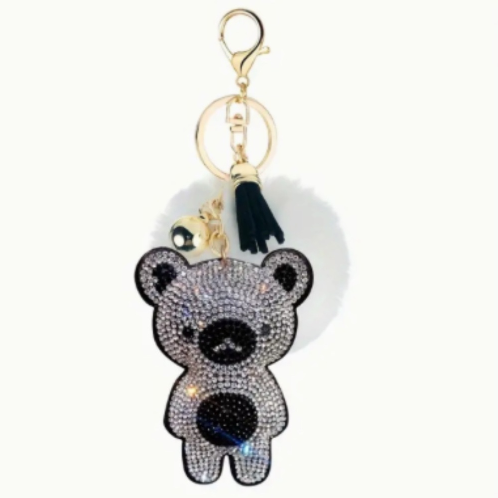 Velvet Cute Bear Hairball Keychain